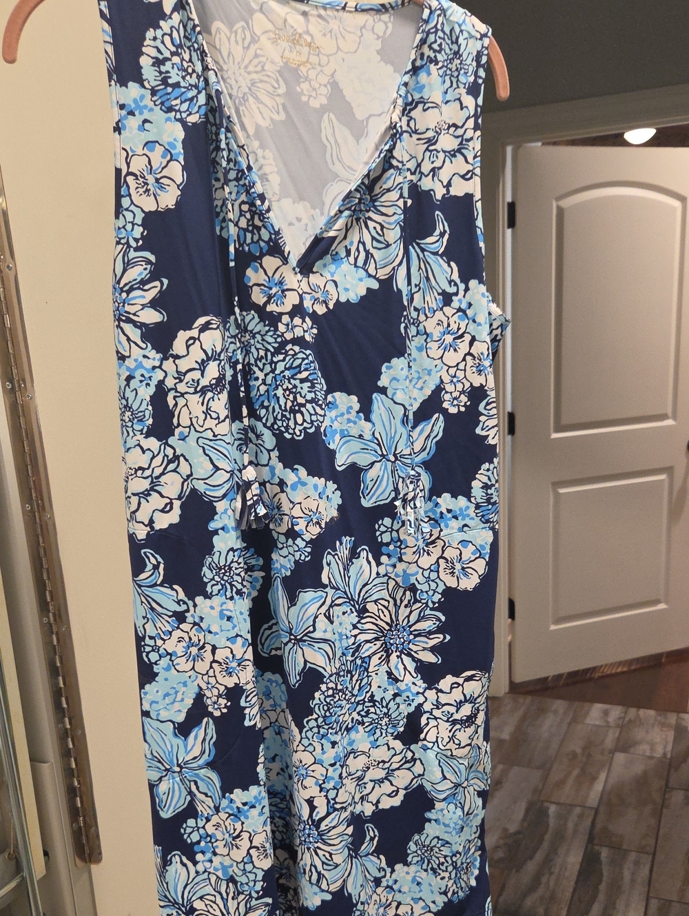 Lilly Pulitzer Navy Blue Floral Sleeveless Swim Coverup